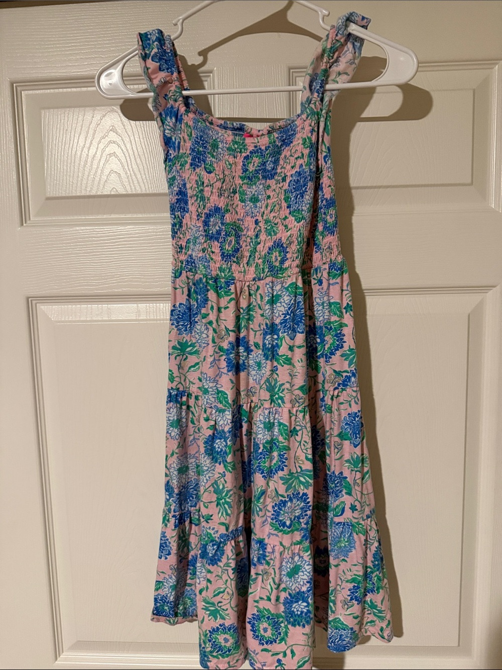 Lilly Pulitzer Pink Floral Smocked Sundress with Blue & Green Print